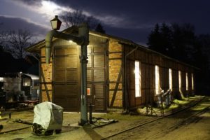 Der Lokschuppen bei Nacht, Frühjahr 2020, Foto: Oliver Schaer